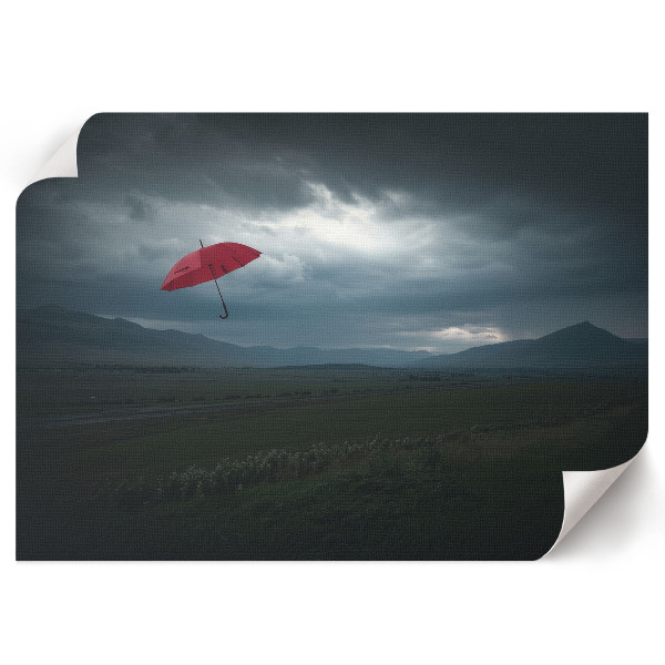 Wandposter Fliegender Regenschirm