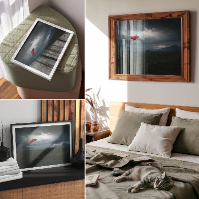 Wandposter mit Motiv eines fliegenden Regenschirms