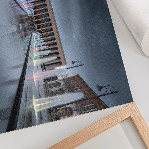 Poster mit farbenfrohem Springbrunnen-Motiv