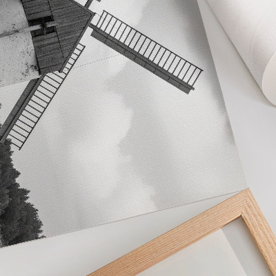 Poster Windmühle mit Pferden