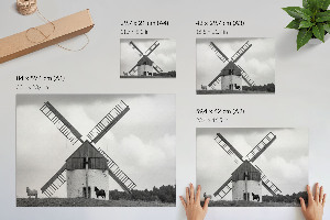 Poster Windmühle mit Pferden