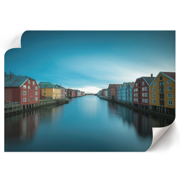 Plakat mit bunten Gebäuden