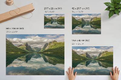 Poster mit Druck einer Berglandschaft