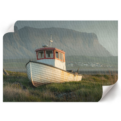 Poster mit Motiv eines Bootes am Ufer