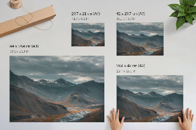 Wandposter mit Berglandschaft
