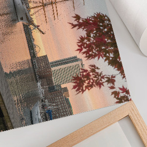 Wandposter Ein Segelschiff und ein Panorama