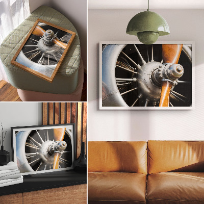 Poster mit Druckmotiv eines Flugzeugmotors