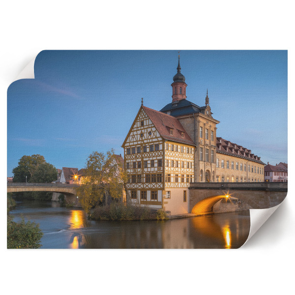 Plakat mit Stadtszene bei Nacht