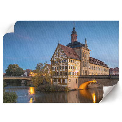 Plakat mit Stadtszene bei Nacht