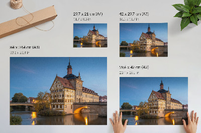 Plakat mit Stadtszene bei Nacht