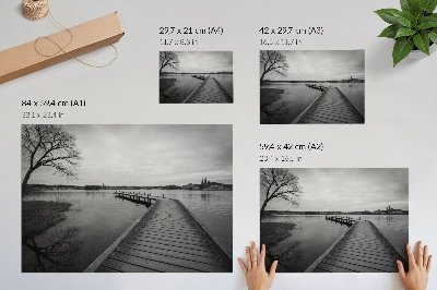 Wandposter mit Motiv eines Piers am See