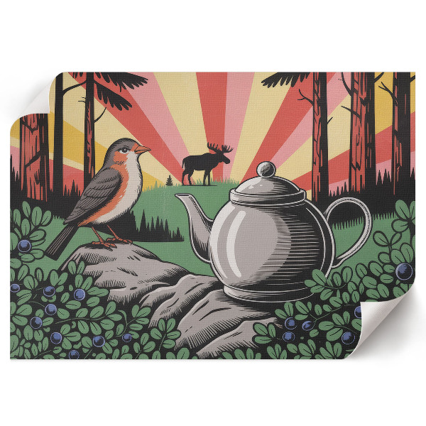 Poster mit Waldcamping-Motiv