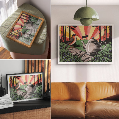 Poster mit Waldcamping-Motiv