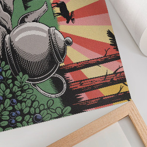 Poster mit Waldcamping-Motiv
