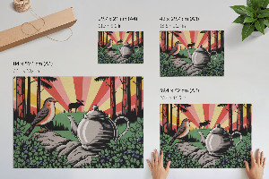 Poster mit Waldcamping-Motiv