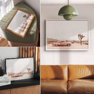 Poster mit retro-inspirierter Landschaft