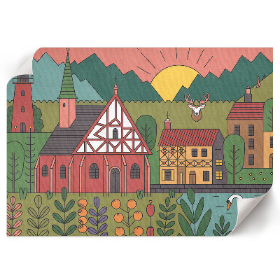 Poster mit Druck einer ländlichen Landschaft