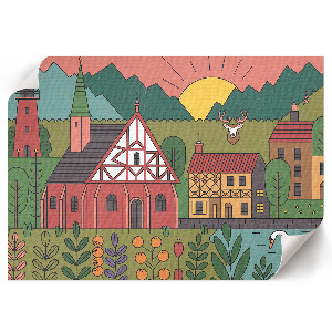 Poster mit Druck einer ländlichen Landschaft