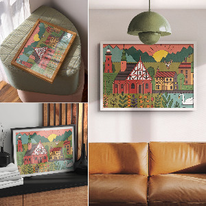 Poster druck Ländliche Landschaft