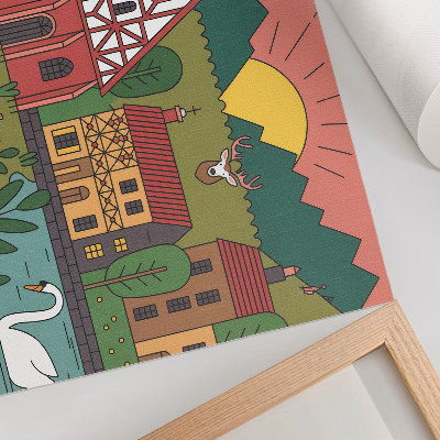 Poster mit Druck einer ländlichen Landschaft