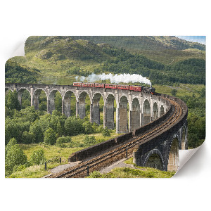 Wandposter mit Motiv eines Zuges auf einem Viadukt