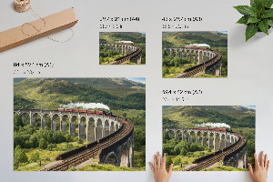 Wandposter Zug auf dem Viadukt