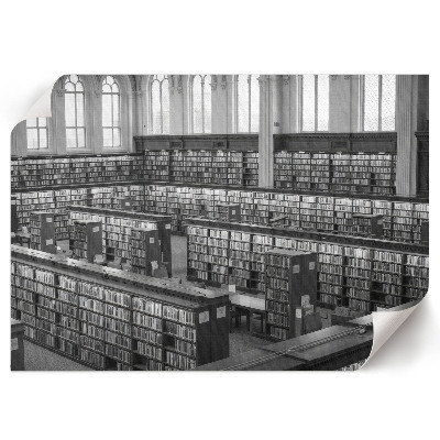 Plakat mit Innenansicht einer Bibliothek