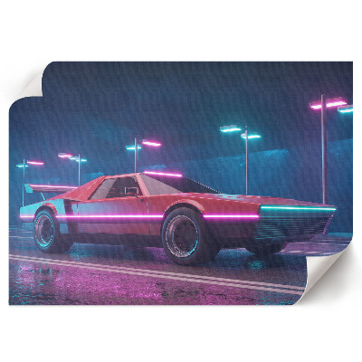 Poster mit Neonauto-Motiv