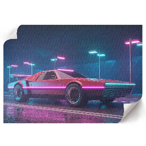 Poster mit Neonauto-Motiv
