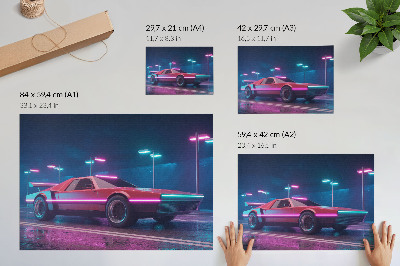 Poster mit Neonauto-Motiv