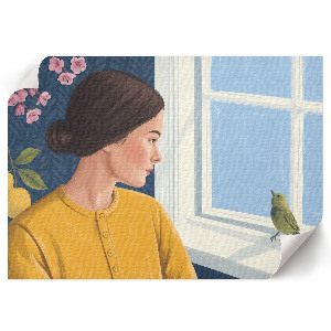 Wandposter Das Mädchen und der Vogel