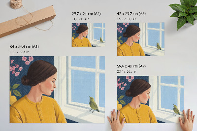 Wandposter „Das Mädchen und der Vogel“