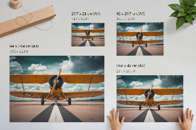 Poster mit Druck eines startenden Flugzeugs