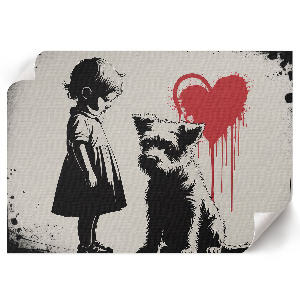 Poster mit Motiv Kind und Hund