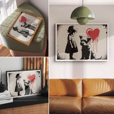 Poster mit Motiv Kind und Hund