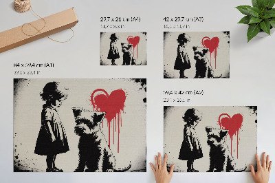Poster mit Motiv Kind und Hund