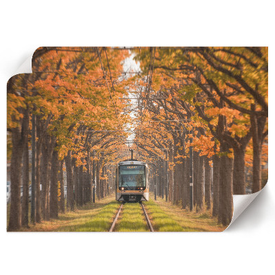 Wandposter mit Motiv einer herbstlichen Straßenbahn