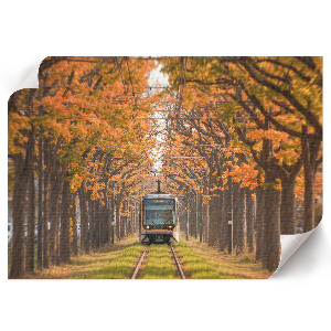 Wandposter mit Motiv einer herbstlichen Straßenbahn