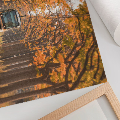 Wandposter mit Motiv einer herbstlichen Straßenbahn