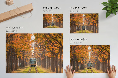 Wandposter mit Motiv einer herbstlichen Straßenbahn