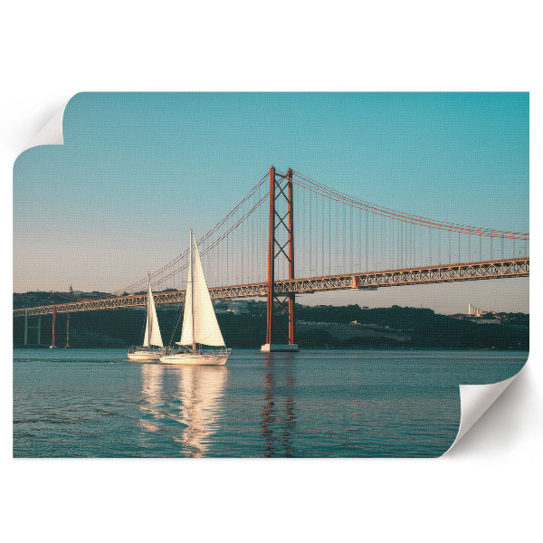 Poster Brücke mit Segelbooten