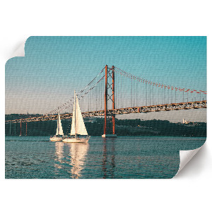 Poster Brücke mit Segelbooten