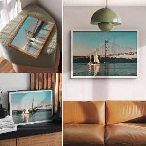 Poster Brücke mit Segelbooten