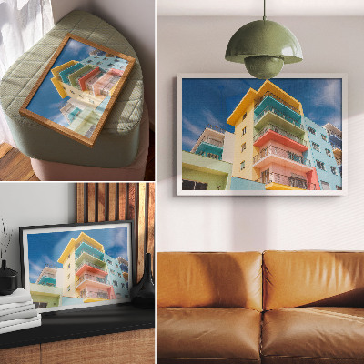 Poster mit bunten Gebäuden