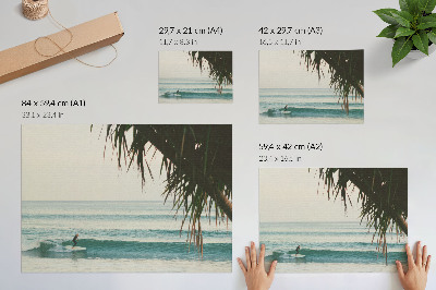 Wandposter mit Surfer auf einer Welle