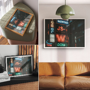 Wandposter Neonlichter in der Stadt