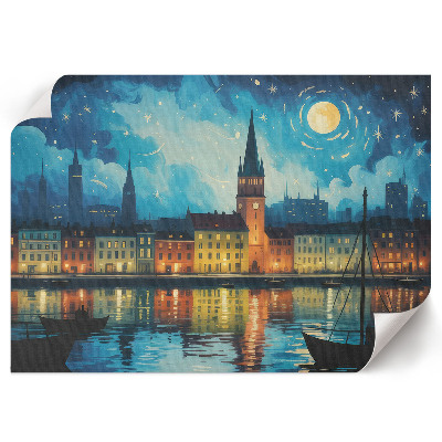 Poster mit Motiv einer Stadt bei Nacht
