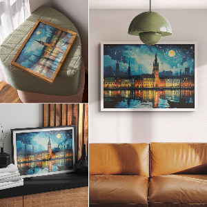 Poster druck Stadt bei Nacht