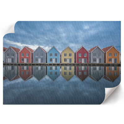 Wandposter mit bunten Häusern