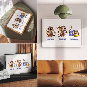Wandposter Lustige Affen